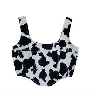 Lone Star. Crop Top. Cow Print. Black and White. Size S